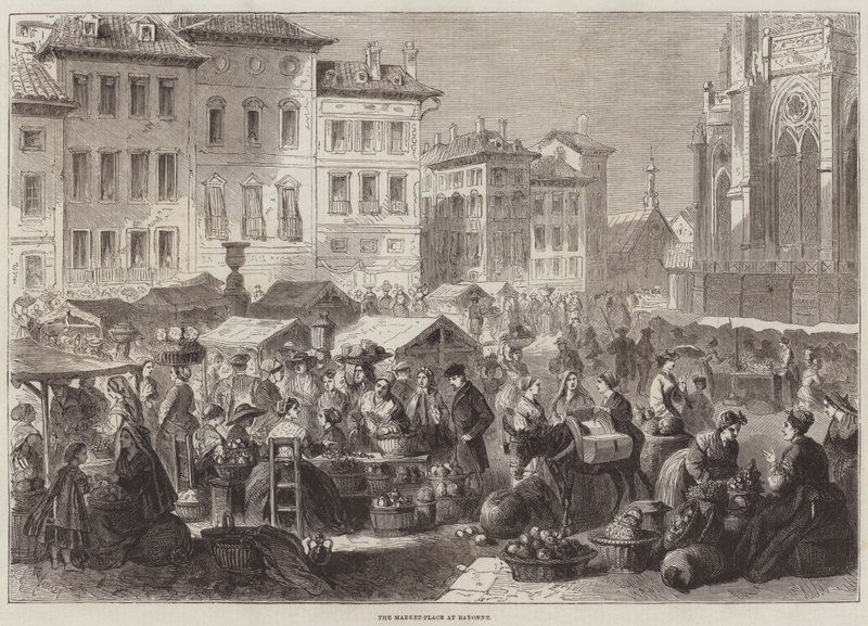 La piazza del mercato a Bayonne da Gustave Janet
