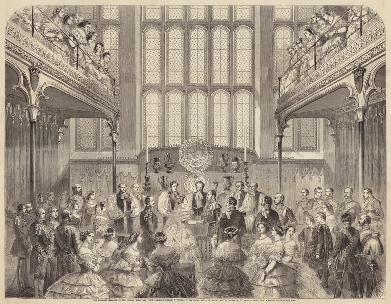 La cerimonia di matrimonio della Principessa Reale e del Principe Federico Guglielmo di Prussia, nella cappella da Gustave Janet
