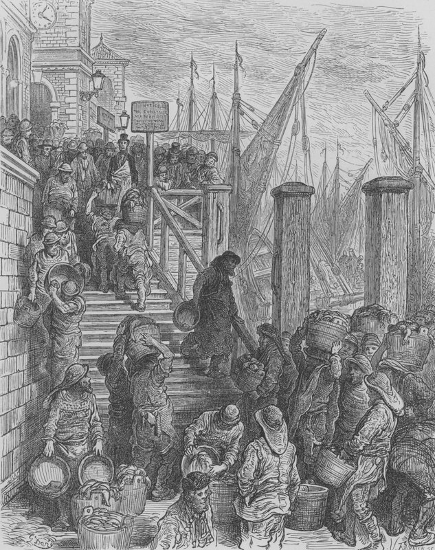 Sbarco del pesce a Billings-Gate da Gustave after Dore