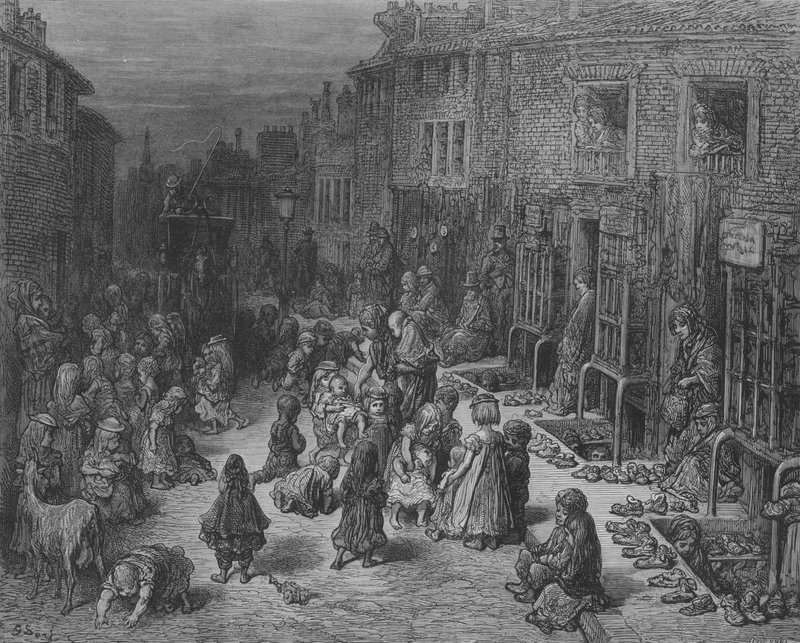 La Fiera delle Vecchie Scarpe, Dudley-Street da Gustave after Dore