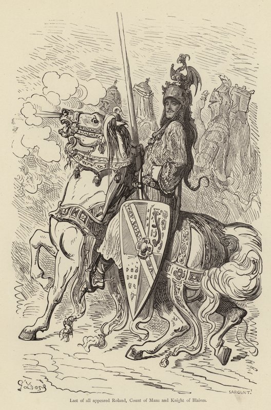 Infine apparve Rolando, Conte di Mans e Cavaliere di Blaives da Gustave after Dore