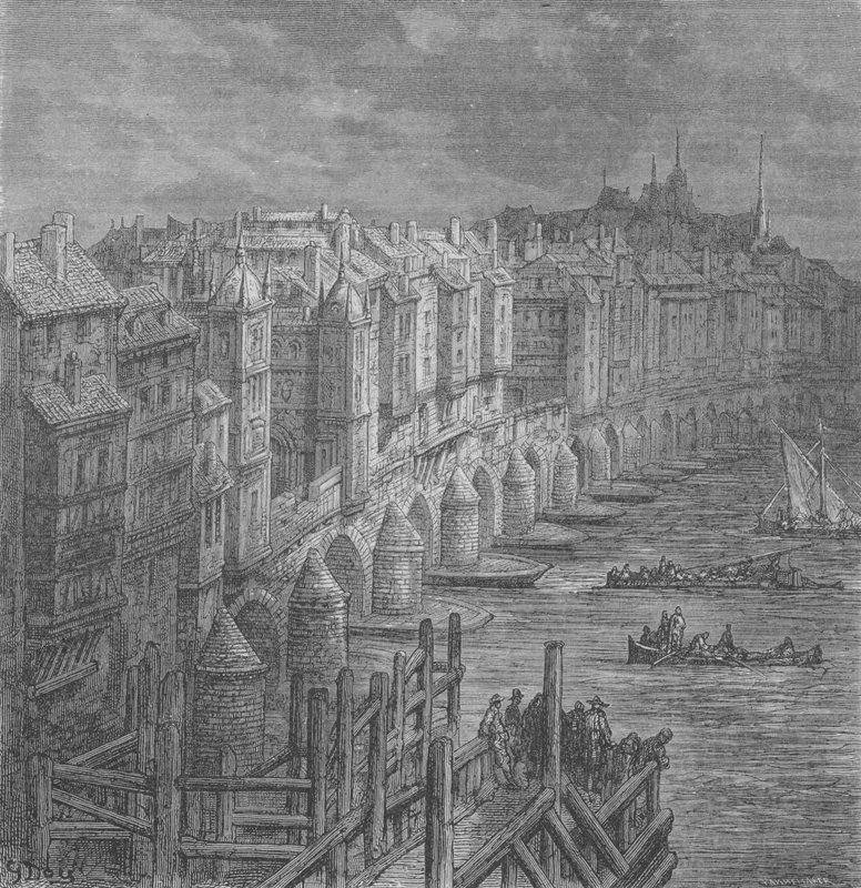 Il ponte di Londra nel 1694 da Gustave after Dore