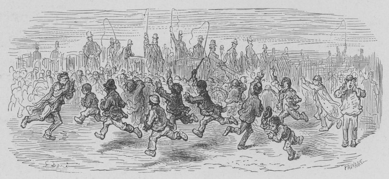 I Chiamatori di Carrozze Dopo la Grande Corsa del Derby da Gustave after Dore