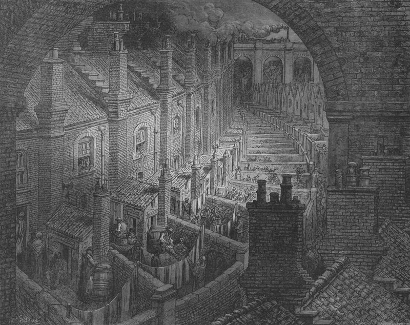 Londra, Vista da una Ferrovia Sopra i Tetti da Gustave after Dore