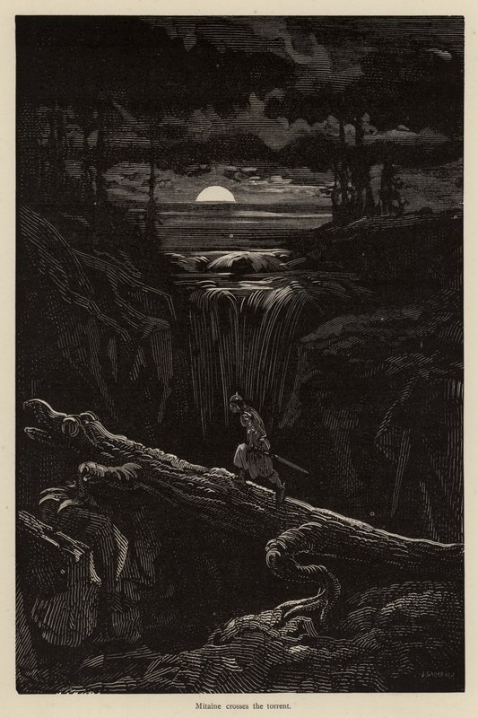 Mitaine attraversa il torrente da Gustave after Dore