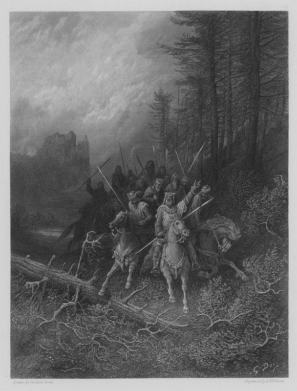 Il progresso dei cavalieri da Gustave after Dore