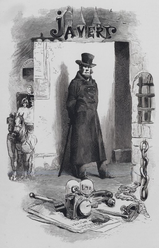 Scena da I Miserabili, di Victor Hugo: Javert, il detective da Gustave (after) Brion