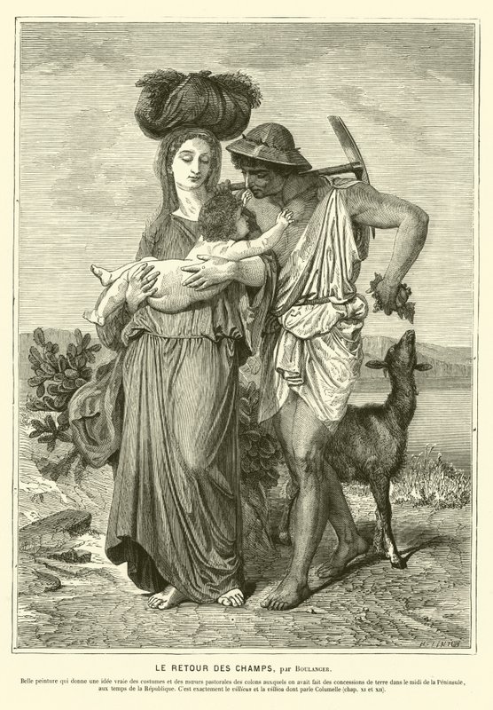 Contadini romani antichi che tornano a casa dopo una giornata nei campi da Gustave Clarence Rodolphe Boulanger