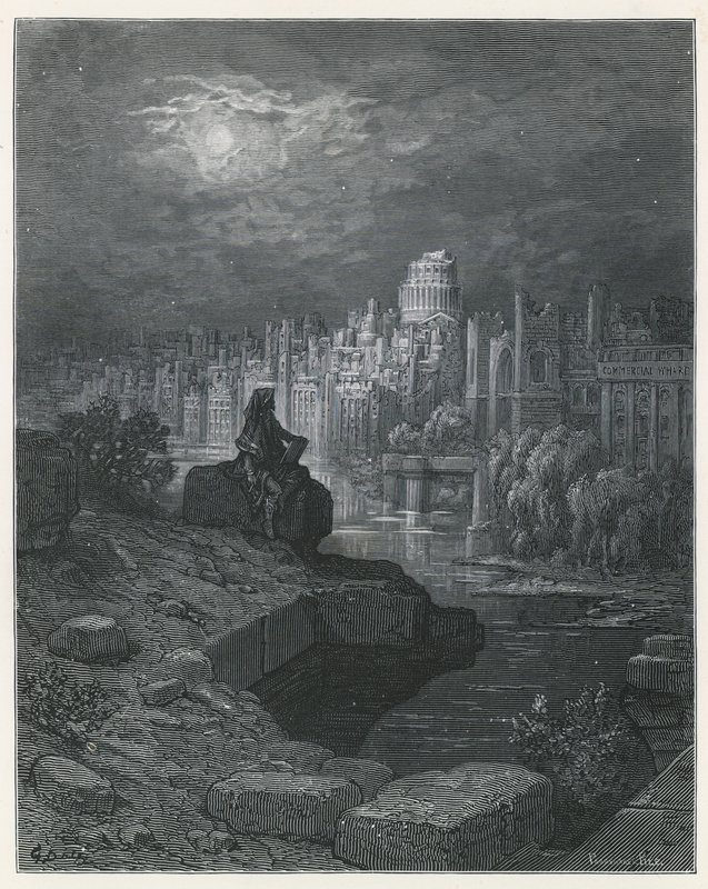 Un viaggiatore dalla Nuova Zelanda contempla le rovine di Londra da Gustave Dore