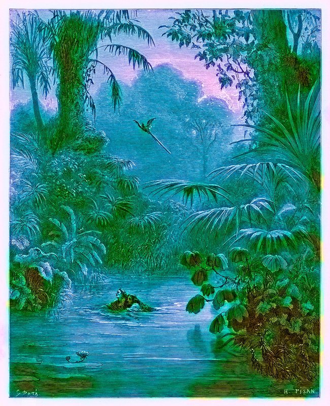 Atala e Chactas attraversano un fiume, illustrazione da 
