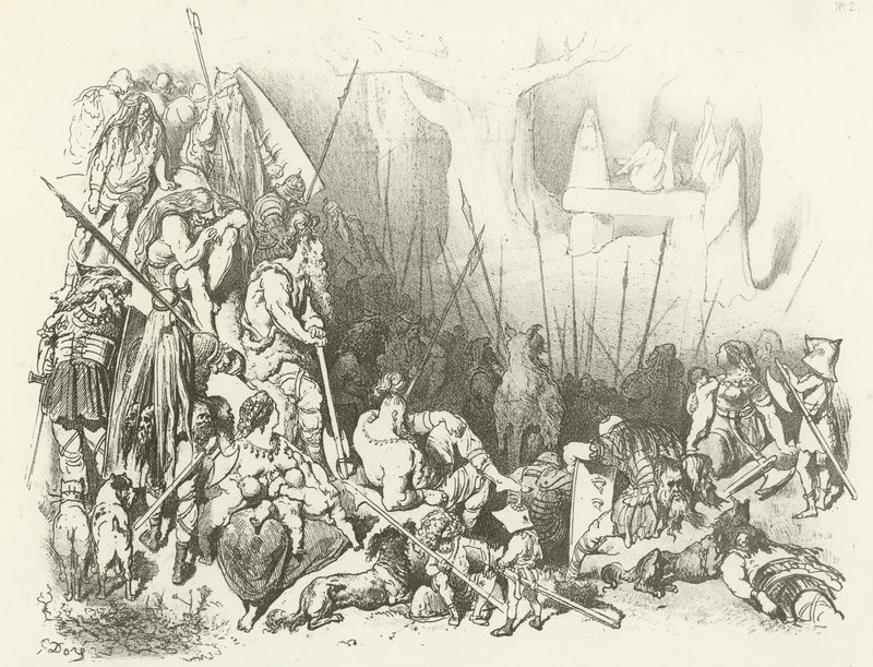 Culto druidico - Un sacrificio umano (incisione) da Gustave Dore
