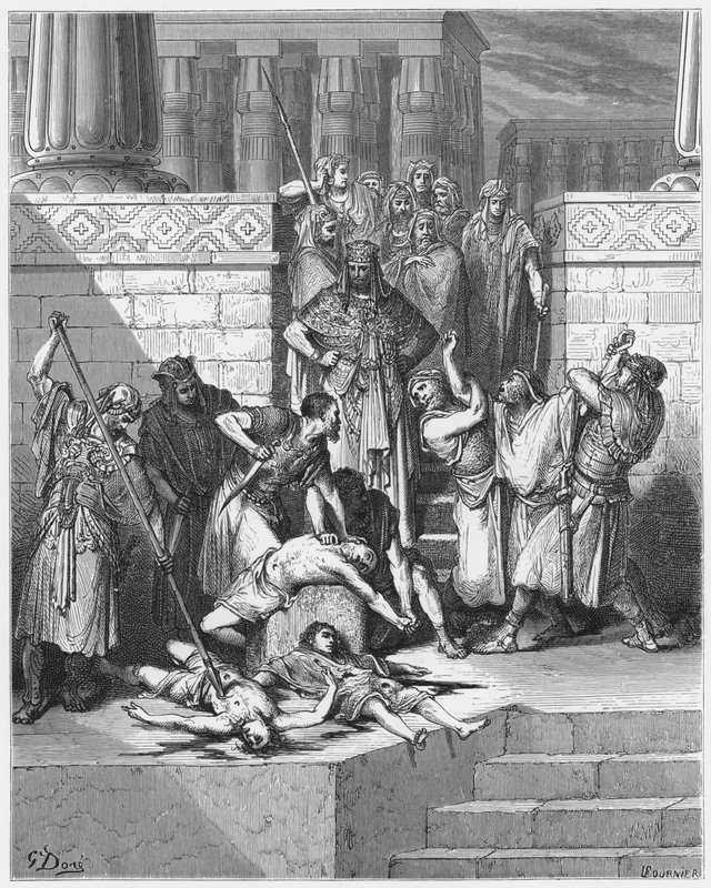 Bibbia di Gustave Doré: Massacro dei figli di Sedecia davanti al loro padre da Gustave Dore