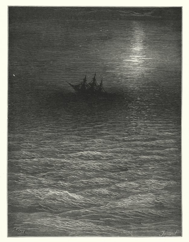 Illustrazione di Gustave Doré per La ballata del vecchio marinaio di Coleridge (incisione) da Gustave Dore