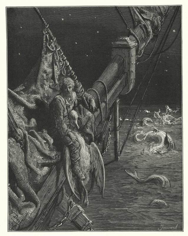 Illustrazione di Gustave Doré per La ballata del vecchio marinaio di Coleridge (incisione) da Gustave Dore