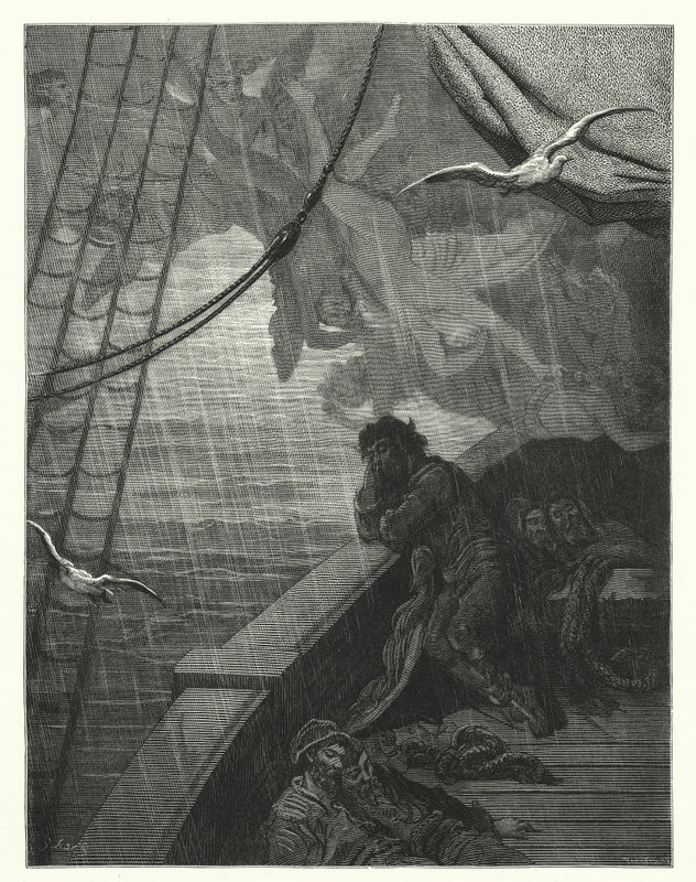 Illustrazione di Gustave Doré per La ballata del vecchio marinaio di Coleridge (incisione) da Gustave Dore
