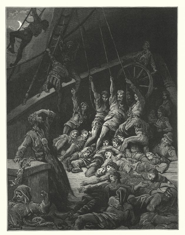 Illustrazione di Gustave Doré per La ballata del vecchio marinaio di Coleridge (incisione) da Gustave Dore