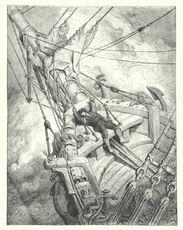 Illustrazione di Gustave Doré per La ballata del vecchio marinaio di Coleridge (incisione) da Gustave Dore