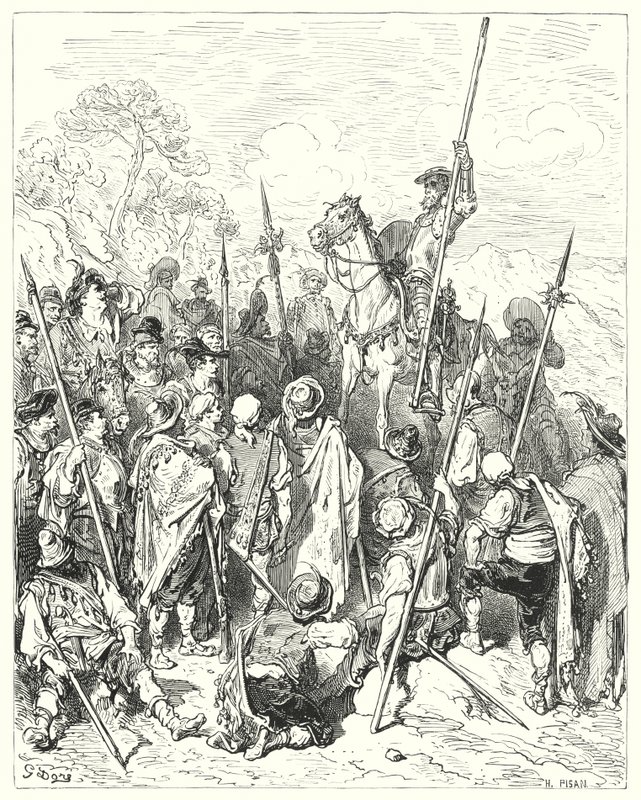 Don Chisciotte di Gustave Doré: "Secondo le leggi delle armi, vi fate davvero del male, pensando di essere offesi" da Gustave Dore