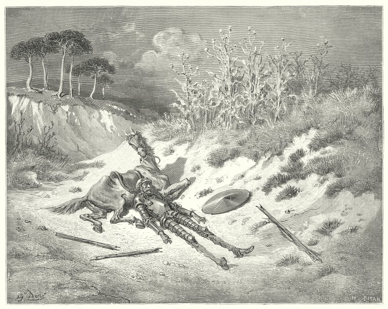Don Chisciotte di Gustave Doré: "Ahimè! dove sei, cara signora, che per il mio dolore non ti lamenti?" da Gustave Dore