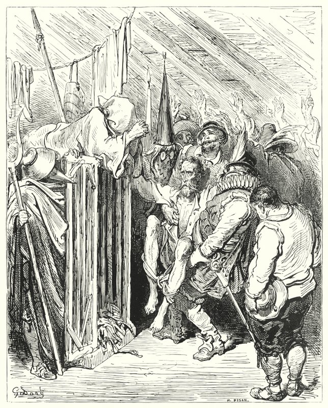 Non essere impaziente, O Cavaliere della Figura Dolente, per la tua prigionia da Gustave Dore