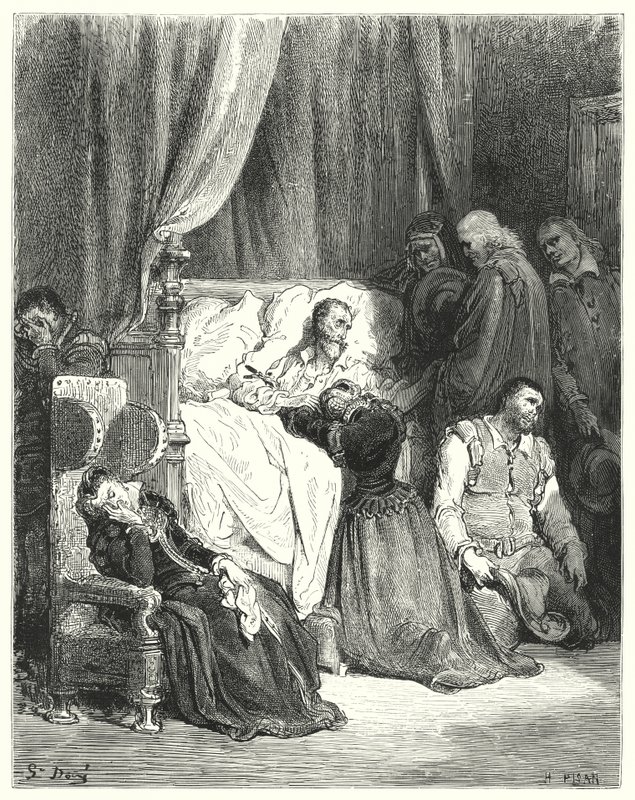 Don Chisciotte: Morte di Don Chisciotte (incisione) da Gustave Dore