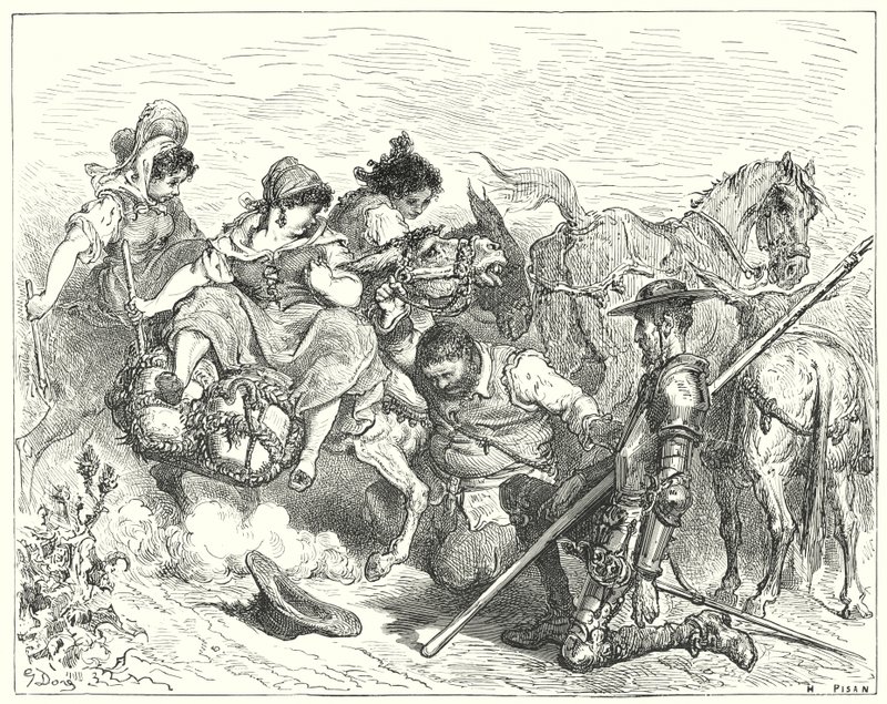 Don Chisciotte di Gustave Doré: "Don Chisciotte guardava con occhi dubbiosi e sconsolati la creatura che Sancho chiamava regina e signora" da Gustave Dore