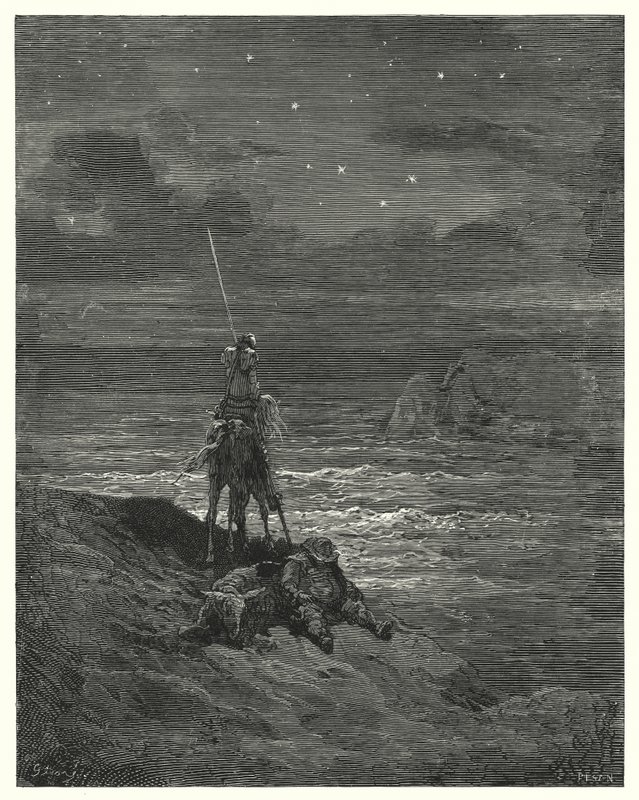 Don Chisciotte di Gustave Doré: "Don Chisciotte rimase lì, aspettando l