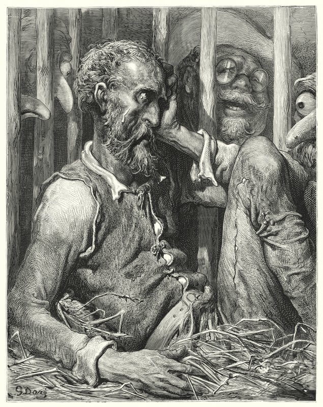 Don Chisciotte non era tanto stupito per il suo incantesimo quanto per il modo in cui era avvenuto da Gustave Dore