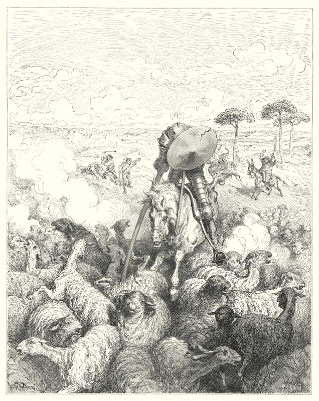 Don Chisciotte di Gustave Doré: "Attaccò lo squadrone di pecore" da Gustave Dore