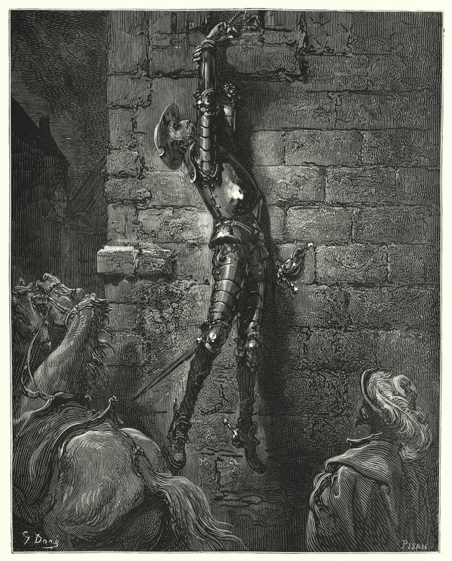 Sarebbe inevitabilmente caduto a terra, se il suo polso non fosse stato saldamente legato alla corda da Gustave Dore