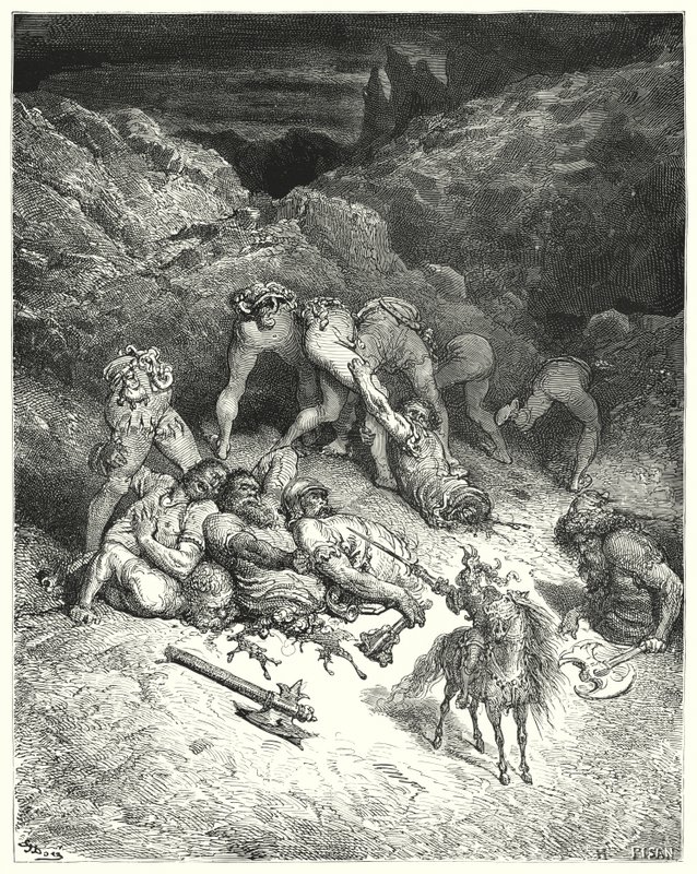 Come Felixmarte tagliò a metà cinque giganti da Gustave Dore