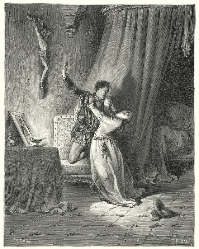 Don Chisciotte di Gustave Doré: "Sono tuo in questo momento, bella Dorotea: vedi, ti do qui la mia mano per essere tua" (incisione) da Gustave Dore