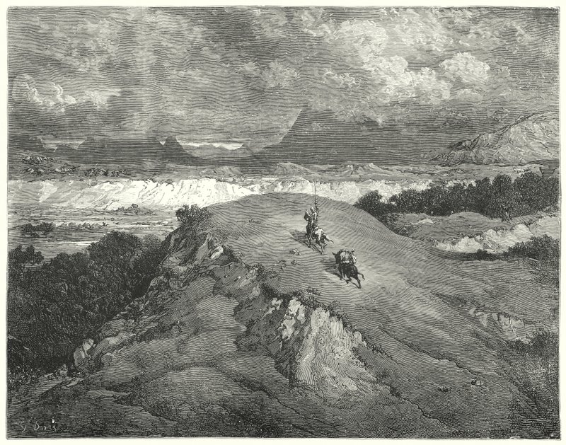 Era notte prima che i nostri due viaggiatori arrivassero alla parte più deserta della montagna da Gustave Dore