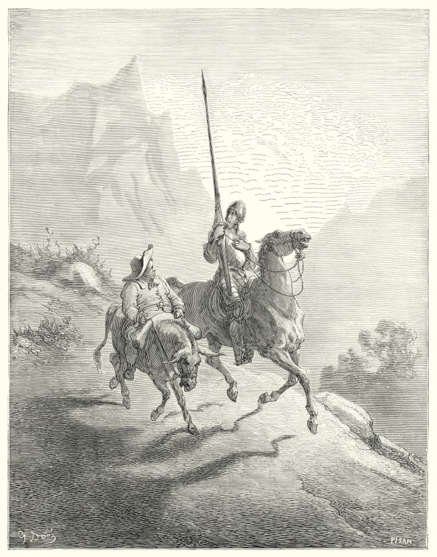 Don Chisciotte di Gustave Doré: "Era ancora presto al mattino, quando i raggi del sole non erano così fastidiosi" (incisione) da Gustave Dore