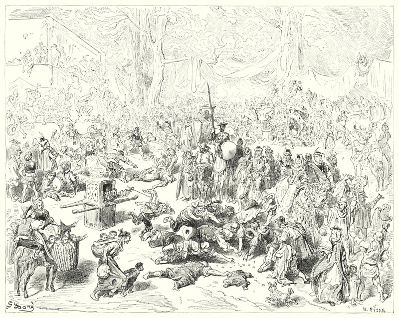 Don Chisciotte di Gustave Doré: "Il povero Sancho seguiva il suo padrone con il cuore pesante" da Gustave Dore