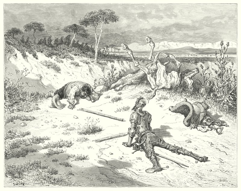 Don Chisciotte di Gustave Doré: "Sancho, ho sempre sentito dire che fare una gentilezza ai contadini è come gettare acqua nel mare" da Gustave Dore