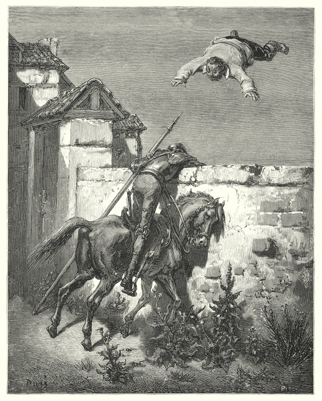Don Chisciotte di Gustave Doré: "Più si arrabbiava, più lo lanciavano e ridevano" da Gustave Dore