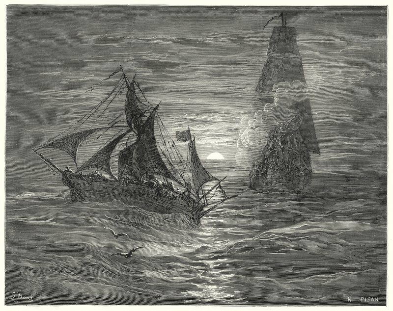 Don Chisciotte di Gustave Doré: "Essendo sottovento, ci spararono due colpi di cannone" da Gustave Dore