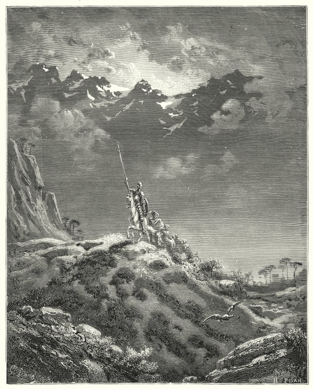 Don Chisciotte di Gustave Doré: "Verso il regno di Micomicón" (incisione) da Gustave Dore