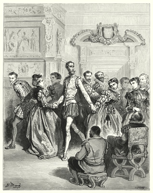 Don Chisciotte di Gustave Doré: "Due signore facevano la corte principalmente a Don Chisciotte" da Gustave Dore