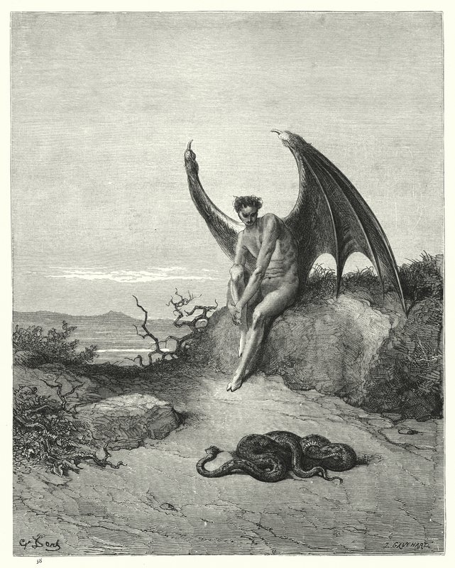 Illustrazione di Gustave Doré per il Paradiso Perduto di Milton, Libro IX, versi 182, 183 da Gustave Dore