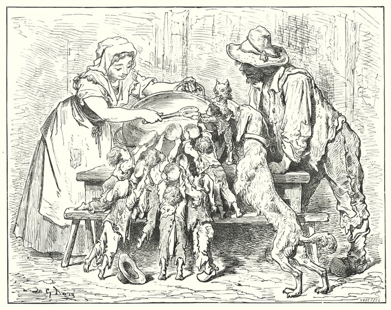 Le Petit Poucet; Pollicino (incisione) da Gustave Dore