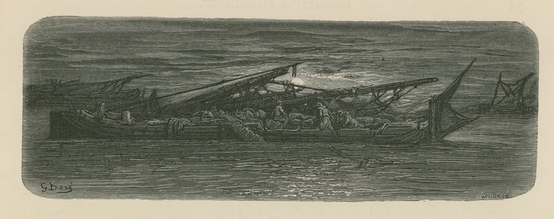Persone sul ponte di una barca sul Tamigi da Gustave Dore