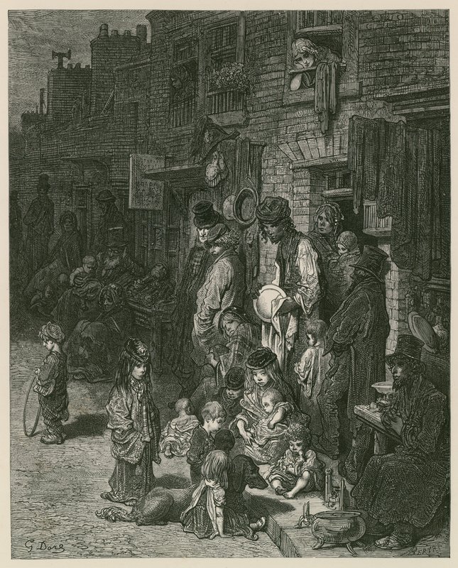Baraccopoli a Londra (incisione) da Gustave Dore