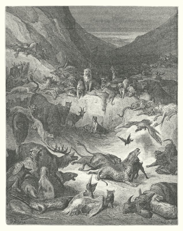 Le favole di La Fontaine: Gli animali malati di peste da Gustave Dore