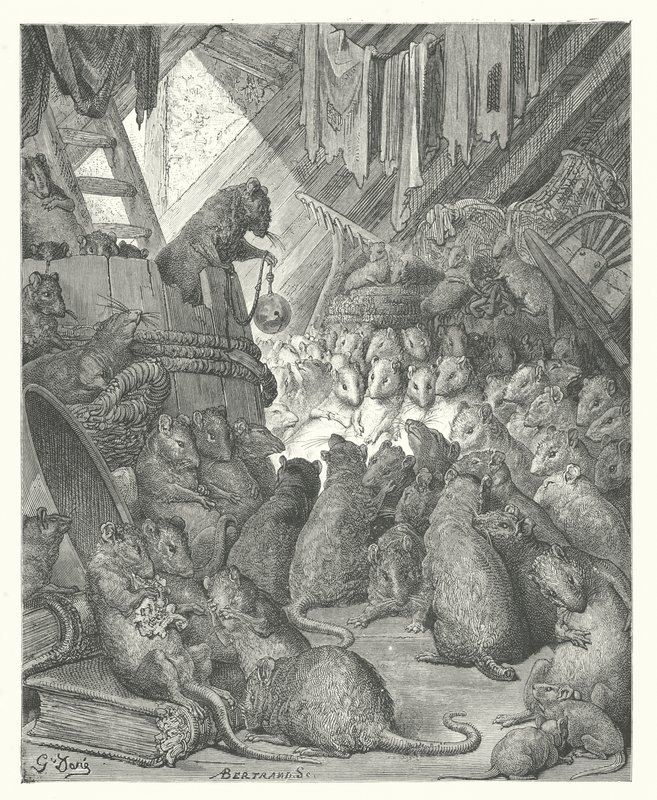 Le favole di La Fontaine: Il consiglio tenuto dai topi da Gustave Dore