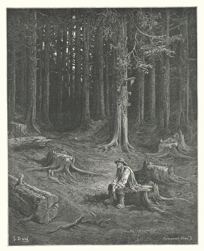 Le favole di La Fontaine: La foresta e il boscaiolo da Gustave Dore