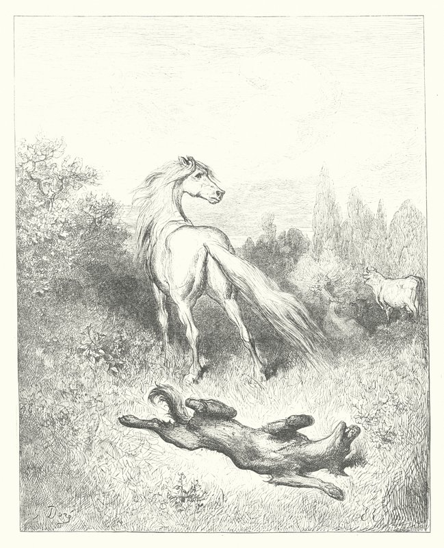 Le favole di La Fontaine: Il cavallo e il lupo da Gustave Dore
