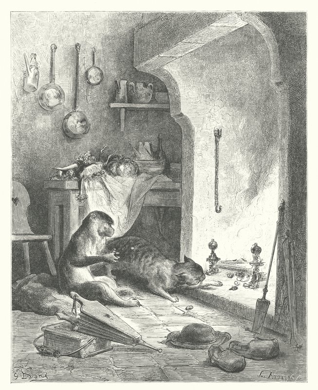 Le favole di La Fontaine: La scimmia e il gatto da Gustave Dore
