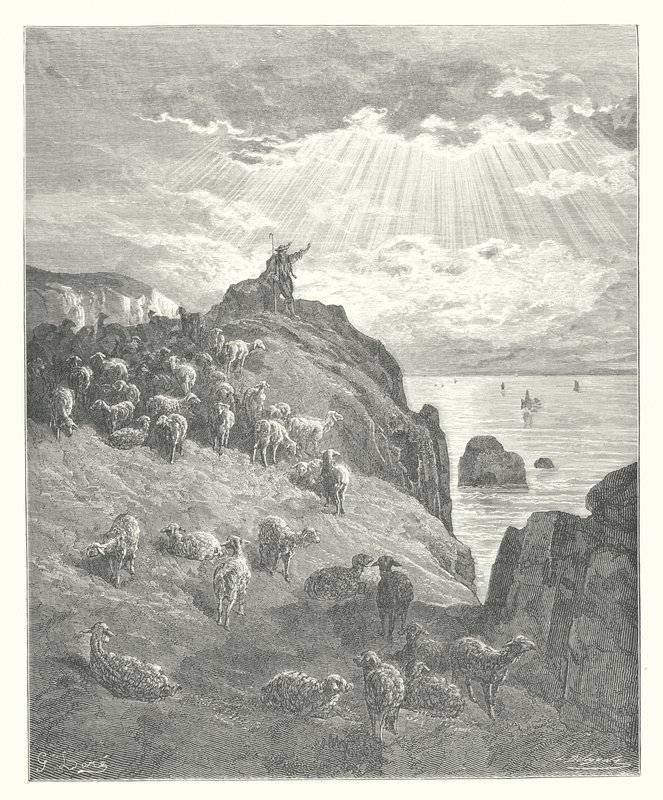 Le favole di La Fontaine: Il pastore e il mare da Gustave Dore